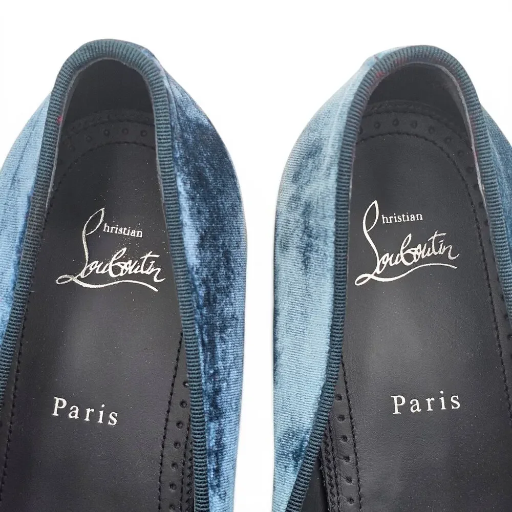 Christian Louboutin O Louvre Men's Velvet Loafers Blue EU 43 US 10 - NWOB
